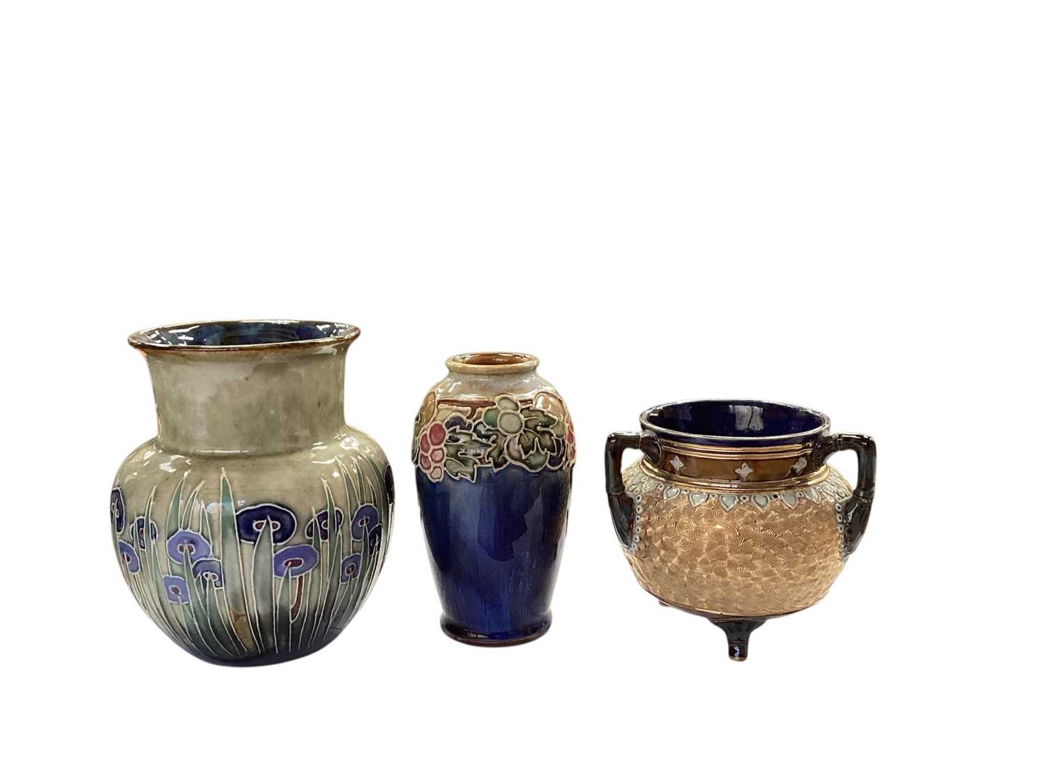 Three Handled Pot Lot 1304 - Two Royal Doulton stoneware vases, together