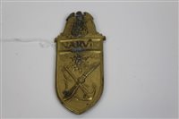 Lot 735 - Nazi German Narvik shield in gilt (Navy issue)