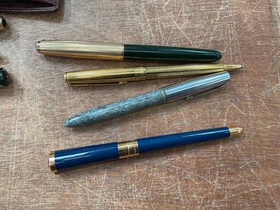 Lot 2745 - Good group of pens, including a DuPont ballpoint pen, fountain pens by Waterman, Swan, Conway Stewart, Sheaffer, Parker and Cross, together with a De La Rue pencil