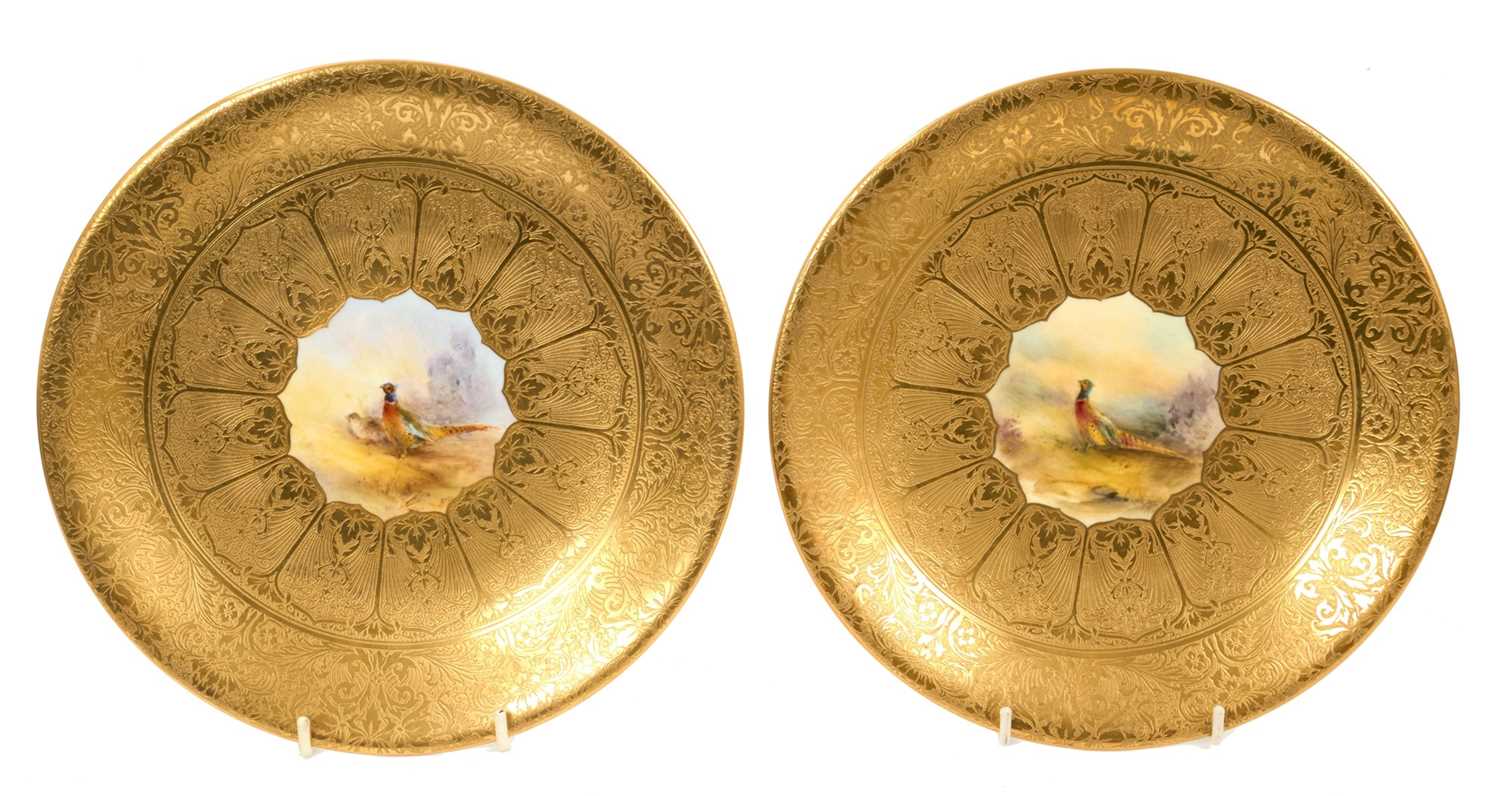 Lot 50 - Pair of Royal Worcester plates, decorated with pheasants