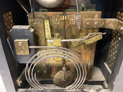 Lot 726 - Good quality 19th century bracket clock with brass arch dial, the movement with finely engraved back plate