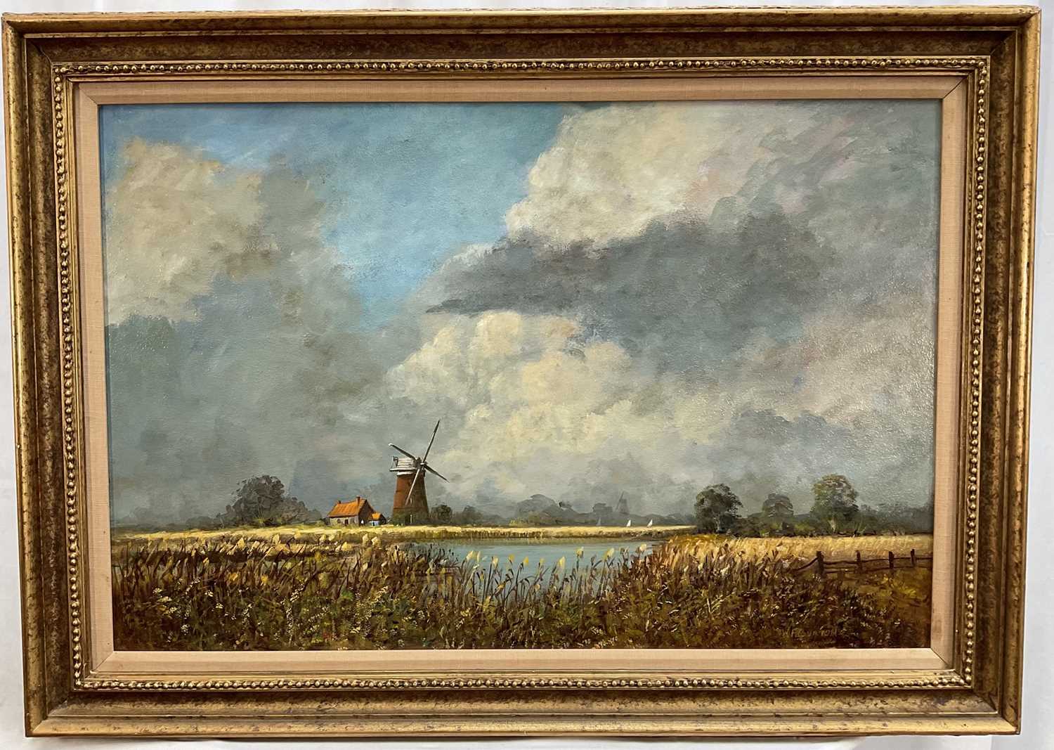 Lot 1147 - W. F. 'Bill' Burton (1907-1995) oil on board - "Norfolk Mill", signed, titled verso, 51cm x 76cm, in gilt frame