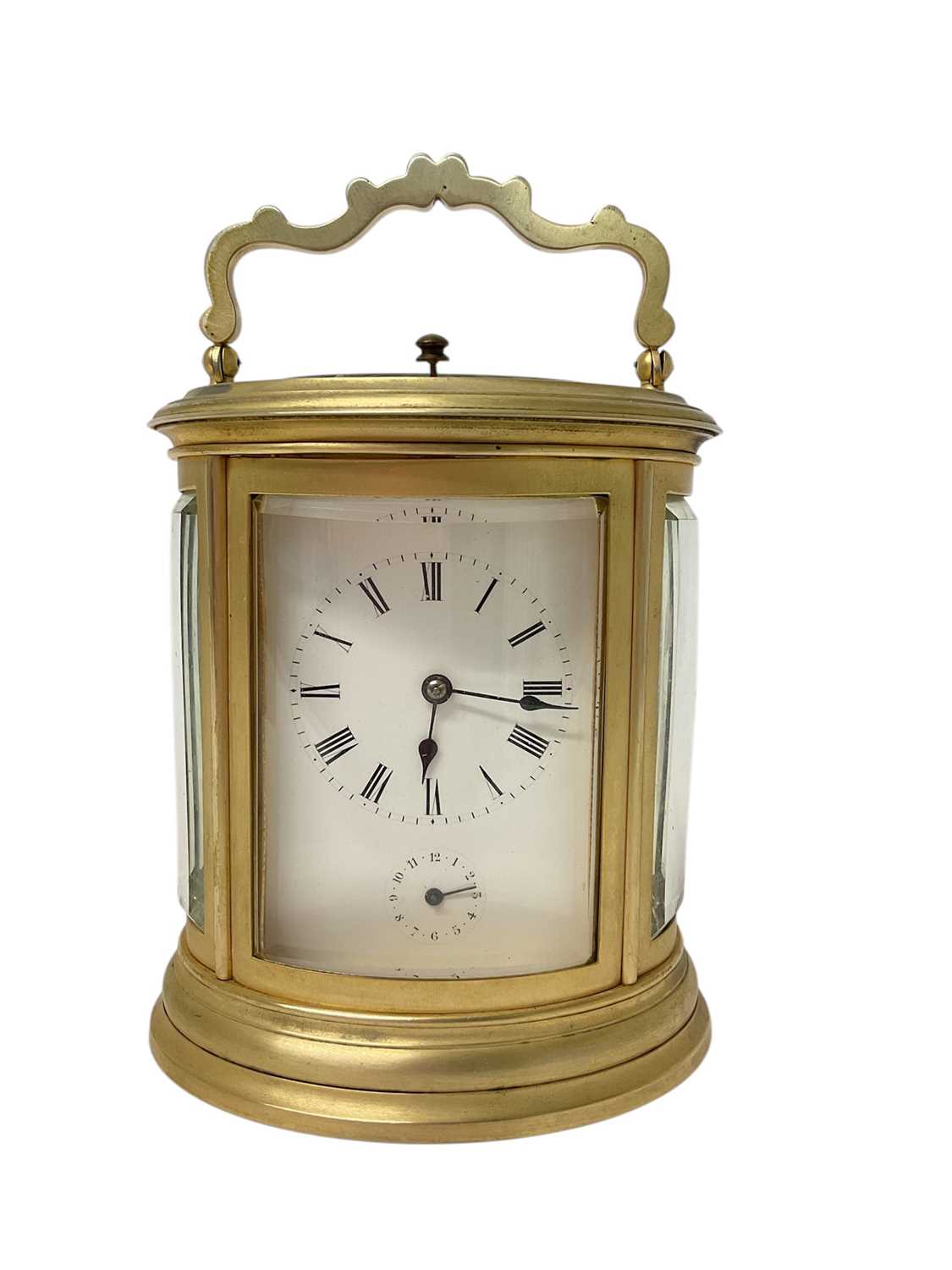 Lot 632 - Late 19th century French 8-day repeating carriage clock with alarm, 14.5cm high