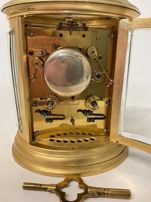 Lot 632 - Late 19th century French 8-day repeating carriage clock with alarm, 14.5cm high