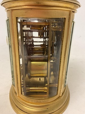 Lot 632 - Late 19th century French 8-day repeating carriage clock with alarm, 14.5cm high