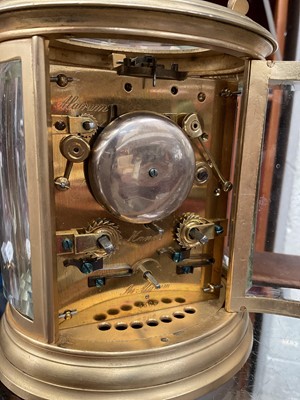 Lot 632 - Late 19th century French 8-day repeating carriage clock with alarm, 14.5cm high