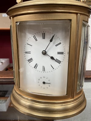 Lot 632 - Late 19th century French 8-day repeating carriage clock with alarm, 14.5cm high