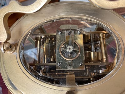 Lot 632 - Late 19th century French 8-day repeating carriage clock with alarm, 14.5cm high