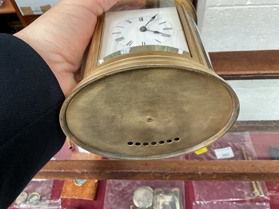 Lot 632 - Late 19th century French 8-day repeating carriage clock with alarm, 14.5cm high