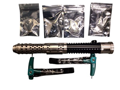 Lot 37 - Padawan Outpost Maul-Tress-Clone Wars & Shain Hati-Ahsoka and Ezra Bridger-Season 1 Blaster Rebels lightsaber hilts, boxed (2)