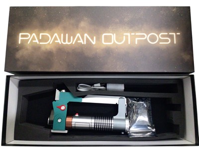 Lot 37 - Padawan Outpost Maul-Tress-Clone Wars & Shain Hati-Ahsoka and Ezra Bridger-Season 1 Blaster Rebels lightsaber hilts, boxed (2)