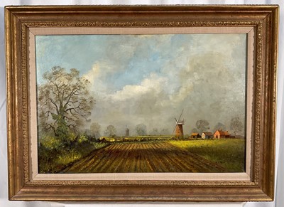 Lot 251 - W.F. (Bill) Burton, oil on canvas, Long Shadows, Norfolk,39cm x 59.5cm, framed