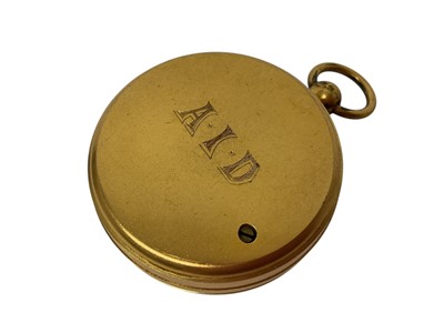 Lot 742 - Late Victorian pocket barometer by Ross, London in gilt brass circular case in original leather case
