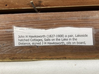 Lot 279 - John H. Hawkswork (1827-1908) pair of oils on board, mountainous lakeland scenes, one signed, in gilt frames. Each 22 x 29cm. (2)