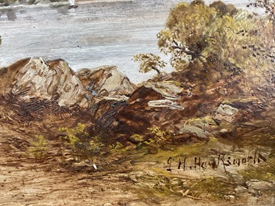 Lot 279 - John H. Hawkswork (1827-1908) pair of oils on board, mountainous lakeland scenes, one signed, in gilt frames. Each 22 x 29cm. (2)