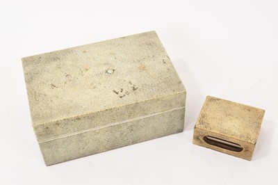 Lot 1137 - Art Deco shagreen and ivory cigarette box and match box holder