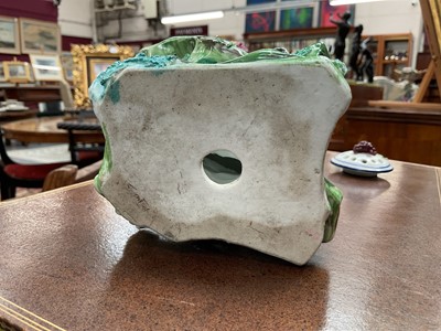 Lot 60 - Continental porcelain pot pourri vase and cover, modelled with a goat
