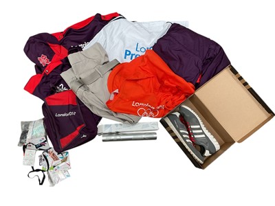 Lot 2464 - Collection of London 2012 memorabilia including official clothing, trainers, Games Maker equipment etc.