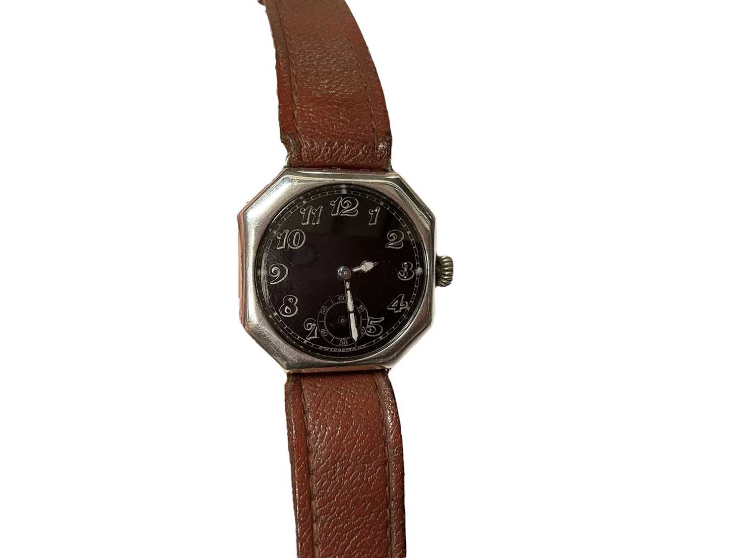 Lot 11 - First World War period silver trench wristwatch