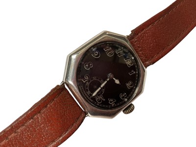 Lot 11 - First World War period silver trench wristwatch