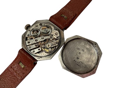 Lot 11 - First World War period silver trench wristwatch