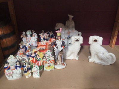 Lot 712 - Victorian Staffordshire pottery figures and sundry ornaments