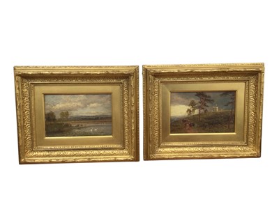 Lot 5166 - Pair of 19th century English School oils on card in gilt frames- landscapes