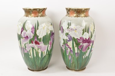 Lot 108 - Large pair of Japanese Kutani porcelain vases