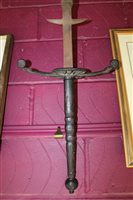 Lot 819 - Antique German two-handled processional sword...