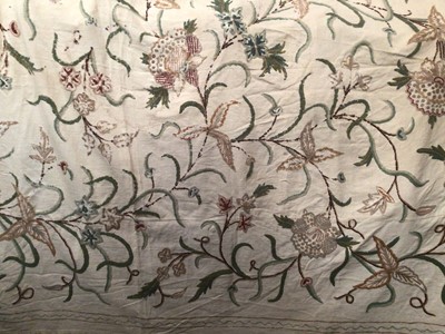 Lot 2066 - Two vintage crewel work bed covers