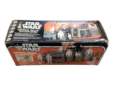 Lot 257 - Palitoy (c1977) Star Wars Imperial Troop Transporter (seat Missing), boxed (poor) No.33342, plus other vintage Star Wars models (loose) (qty)