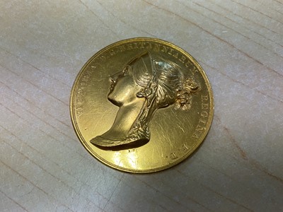 Lot 71 - H.M. Queen Victoria Coronation 1838 Gold Medal by B. Pistrucci, struck with bust of the Queen, 'Victoria D.G. Britanniarum Regina F.D.' and to the reverse Victoria on her throne being offered the...