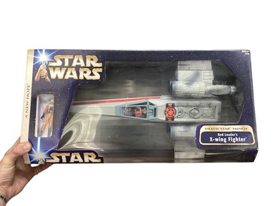 Lot 276 - Hasbro Star Wars power to the Jedi B-Wing Fighter, in window box No.26481 & Death Star Trench Red Leader's X-Wing Fighter, in window box No.32152 (2)