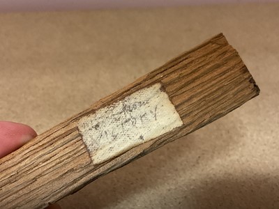 Lot 73 - H.M.S. Victory, piece of wood with old handwritten label ' Wood from Victory' 12.3cm long . Provenance : General Edward Buckley Wynyard C.B. ( 1788-1864) thence by family descent.