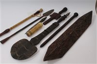 Lot 830 - 19th century trident dagger and lot tribal...