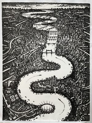 Lot 59 - John Duffin (b. 1965) etching - Thames, signed titled and numbered 4/150, 75cm x 56cm, unframed