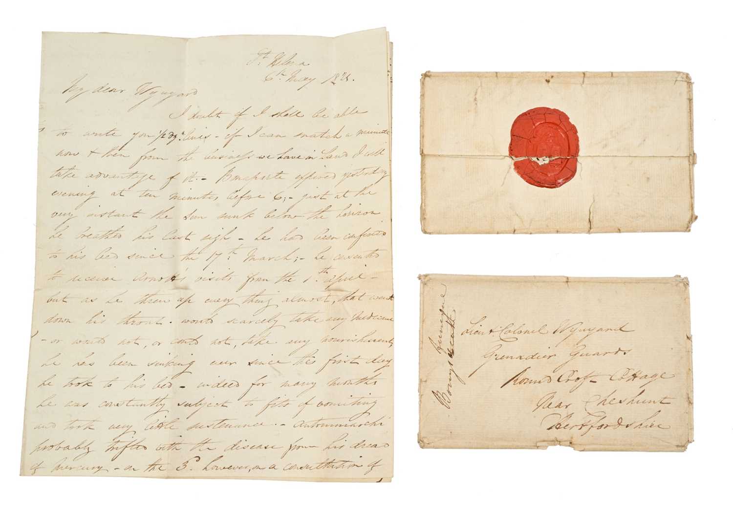 Lot 75 - The death of Napoleon Bonaparte, 5th May 1821 on St. Helena, historically important first hand detailed written account of Napoleon's death and the subsequent events following it in the form of t...