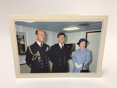 Lot 73 - H.M. Queen Elizabeth II and H.R.H. The Duke of Edinburgh, signed 1982 Christmas card with gilt embossed Royal cyphers to the interior, photograph to the cover of The Queen, Prince Philip and Pri...