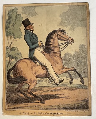 Lot 151 - George Cruikshank (1792-1878) etching of the Marquis of Anglesey ' A Sketch in the Island of Anglesey', 1820, together with a satirical portrait of James Scarlett, 1st Baron Abinger, in wig and...