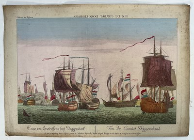 Lot 153 - Late 18th Century engraving of the Battle of Doggersbank, with original colours, pub Académie Impériale d'Empire des Arts, 26cm x 38cm, unframed