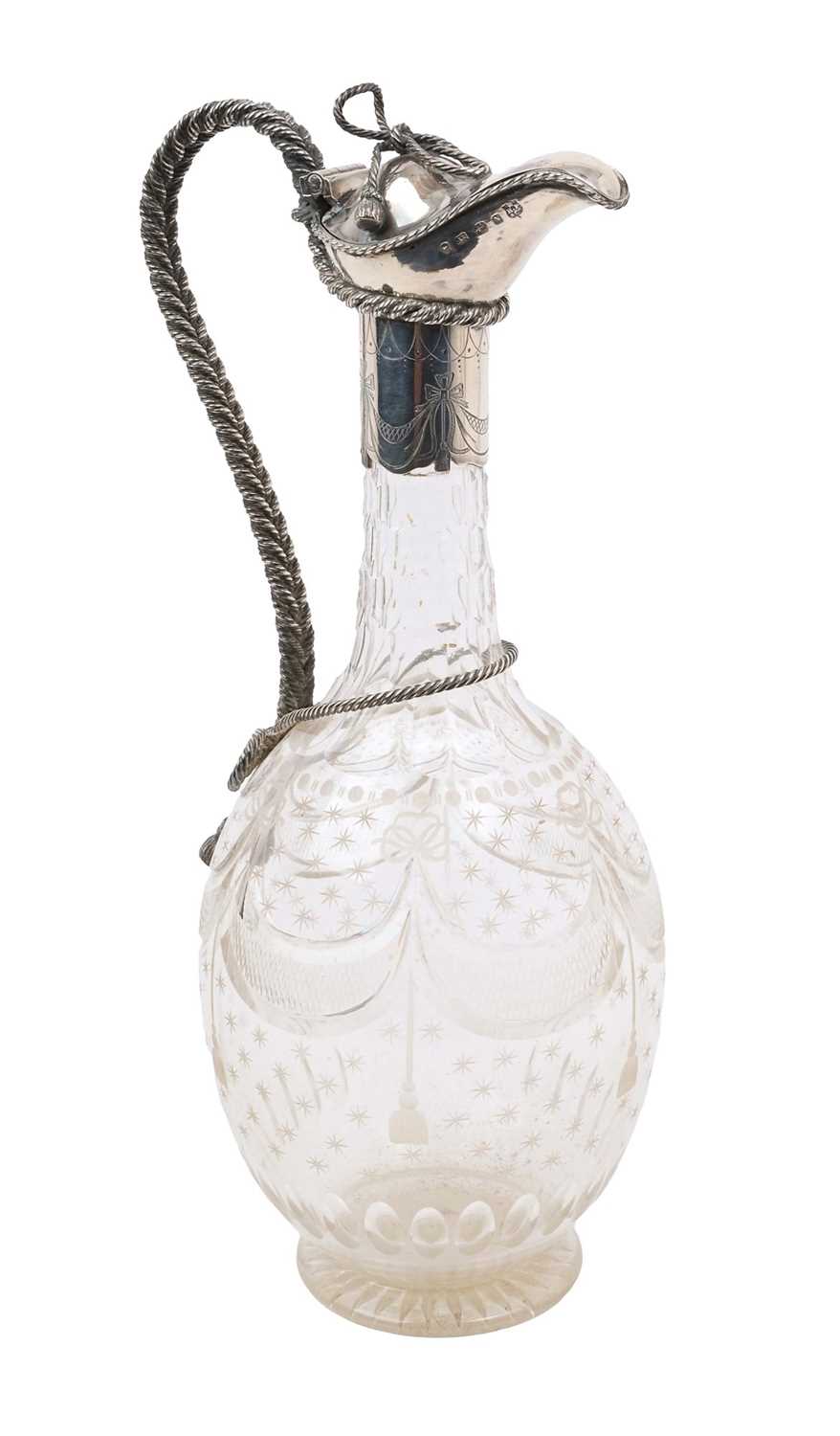 Lot 252 - Victorian silver and cut glass claret jug