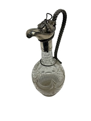 Lot 252 - Victorian silver and cut glass claret jug
