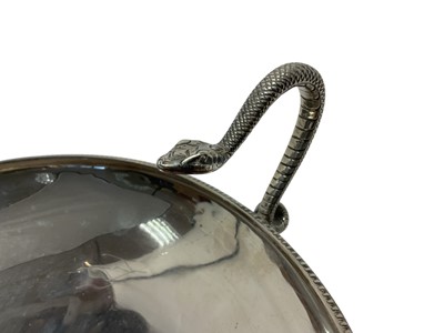 Lot 253 - Etruscan revival silver tazza with snake handles