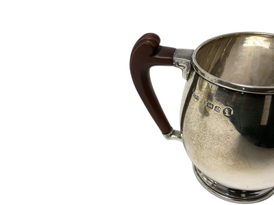 Lot 257 - Stylish Art Deco silver three piece tea set with Bakelite handles