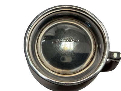 Lot 257 - Stylish Art Deco silver three piece tea set with Bakelite handles