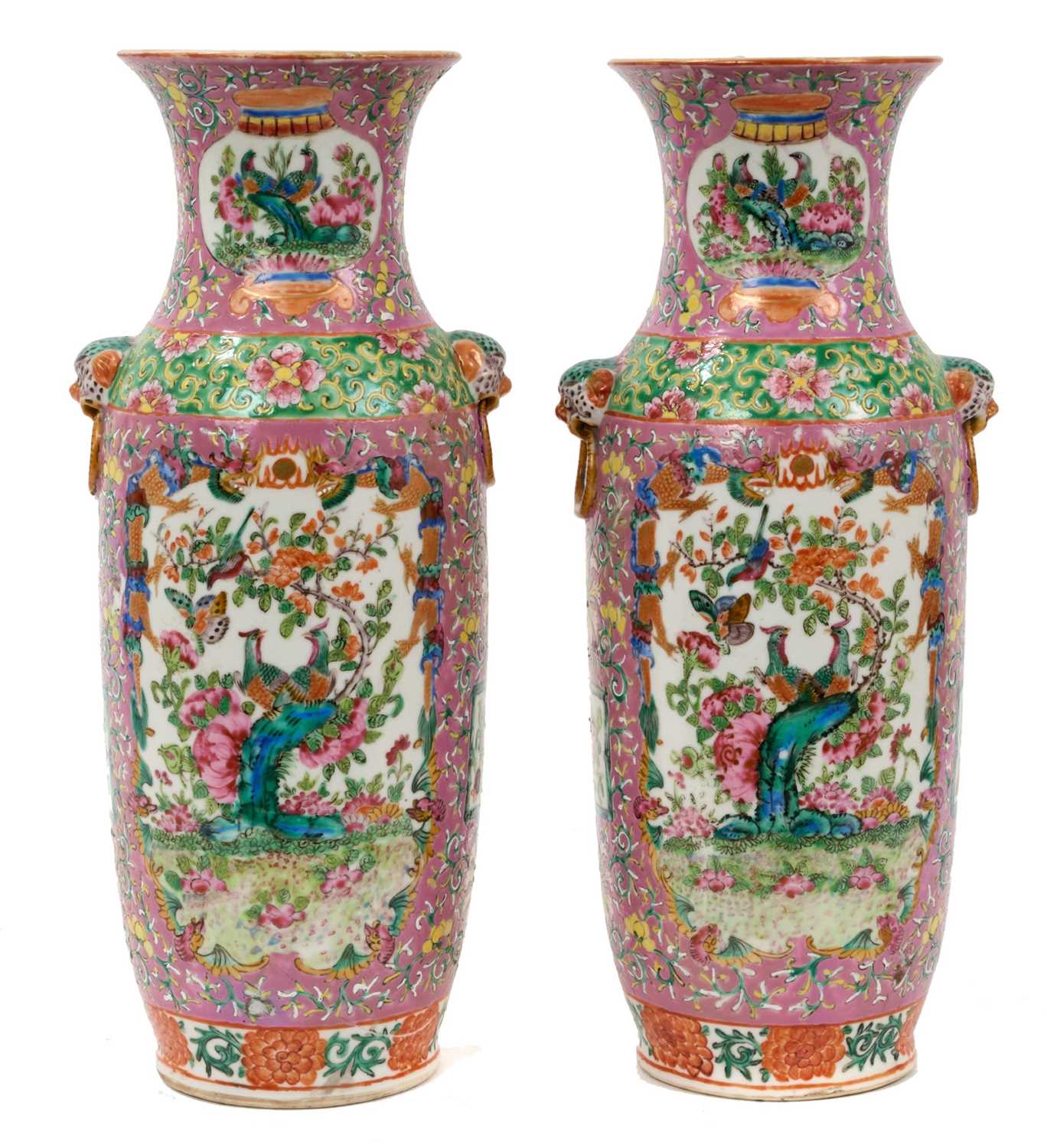 Lot 7 - Pair of 19th century Chinese famille rose vases