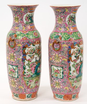Lot 7 - Pair of 19th century Chinese famille rose vases
