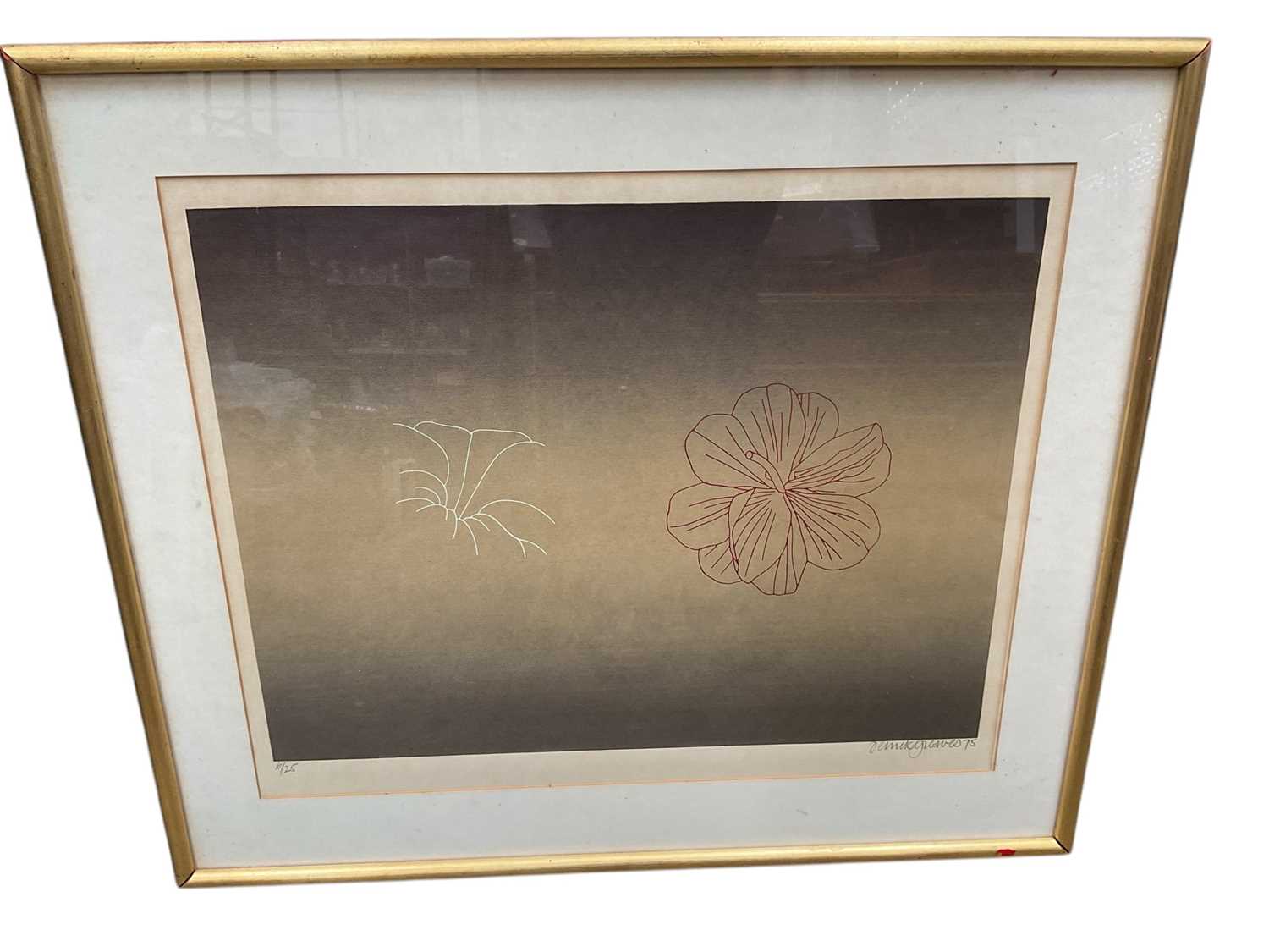 Lot 200 - Derrick Greaves (1927-2002) etching - flowers