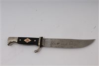 Lot 850 - Unusual Nazi Hitler Youth type dagger with...