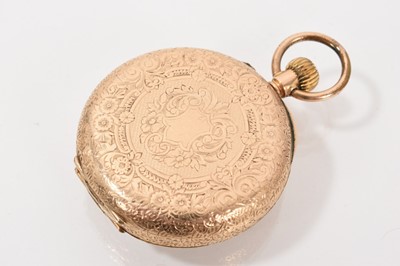 Lot 715 - 19th century Swiss gold cased fob watch